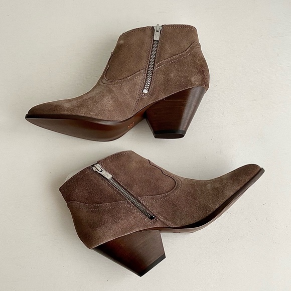 ✨New FRYE Reina Suede Heeled Booties Taupe - Picture 4 of 10